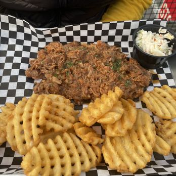 Bar Harbor Beer Works - BBQ Pulled Pork Entrée and waffle fries - Sandwiches Near Me - Bar Harbor, Maine Bar Harbor Beer Works - BBQ Pulled Pork Entrée and waffle fries - Sandwiches Near Me - Bar Harbor, Maine
