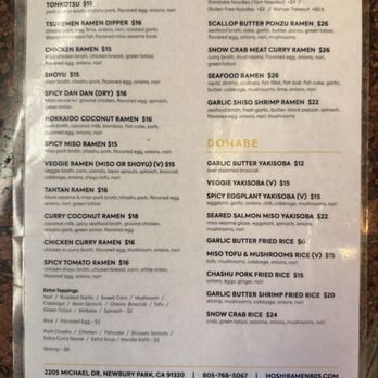 Hoshi Ramen - Menu - Ramen Near Me - Newbury Park, California