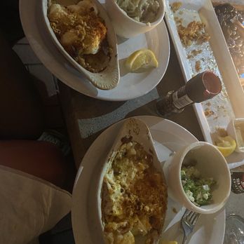 Rose Cove Cafe - Baked scallops and mashed potatoes, baked haddock and broccoli salad. - Seafood Near Me - Ogunquit, Maine