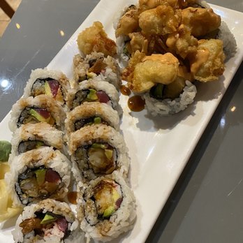 Umi Sushi - Wolverine Roll (left), Popcorn Lobster Roll (Right) - Sushi Bars Near Me - Ann Arbor, Michigan Umi Sushi - Wolverine Roll (left), Popcorn Lobster Roll (Right) - Sushi Bars Near Me - Ann Arbor, Michigan