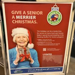 London Drugs - .. closer look at the signage explaining 'Stocking Stuffers for Seniors Program'.
