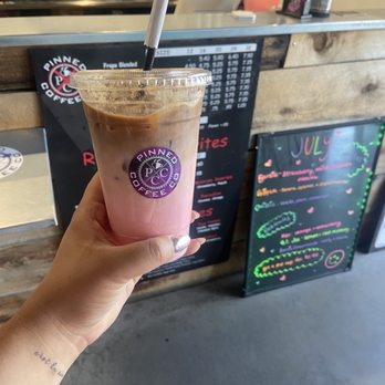 Pinned Coffee - Pink (strawberry) Barbie latte iced for July special menu - Coffee & Tea Near Me - South Jordan, Utah Pinned Coffee - Pink (strawberry) Barbie latte iced for July special menu - Coffee & Tea Near Me - South Jordan, Utah