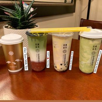 Sunright Tea Studio - Hot Taro Milk Tea for RainyDay  Matcha  Latte Creme Brûlée Boba Milk Matcha Red Bean Frostie (on top) 1.24.21 - Bubble Tea Near Me - Fullerton, California