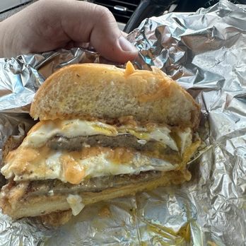 Rocket Cafe - Sausage, egg, and cheese on a Kaiser roll. - Breakfast & Brunch Near Me - Lake Worth, Florida
