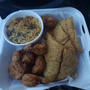 Fish King - Fish & prawn combo with dirty rice...Yummi!!! - Fish & Chips Near Me - Oakland, California