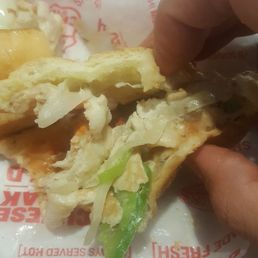 "cheese steak". With mushrooms peppers oNions? Garbage "cheese steak". With mushrooms peppers oNions? Garbage