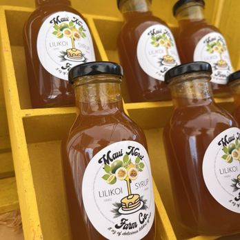 Maui Swap Meet - Lilikoi (passion fruit) syrup for pancakes, mocktails, cocktails - Farmers Market Near Me - Kahului, Hawaii