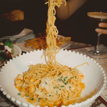 Coucou - Lobster Spaghetti | wild nova scotia lobster, saffron-cognac cream sauce - $39 - French Near Me - West Hollywood, California Coucou - Lobster Spaghetti | wild nova scotia lobster, saffron-cognac cream sauce - $39 - French Near Me - West Hollywood, California