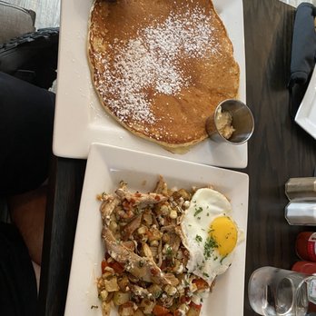 The Rustic Spoon - Carnita Hash with a side pancake - Breakfast & Brunch Near Me - Virginia Beach, Virginia The Rustic Spoon - Carnita Hash with a side pancake - Breakfast & Brunch Near Me - Virginia Beach, Virginia