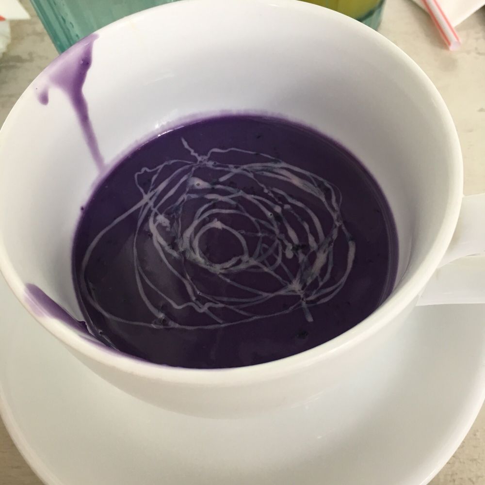Cha Cha's Beach Cafe - Ube Champorado with drizzled condensed milk - Cafes Near Me - Malay, AKL Cha Cha's Beach Cafe - Ube Champorado with drizzled condensed milk - Cafes Near Me - Malay, AKL