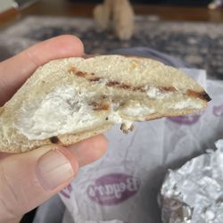 Beyar's Market - This was supposed to be a toasted onion bagel with cream cheese and this is how I got it when I unwrapped it at home.