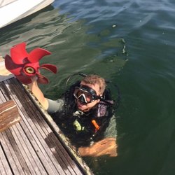 Underwater Harbor Services - Replacing a bow thruster prop at Heron Way Marina, Gloucester.