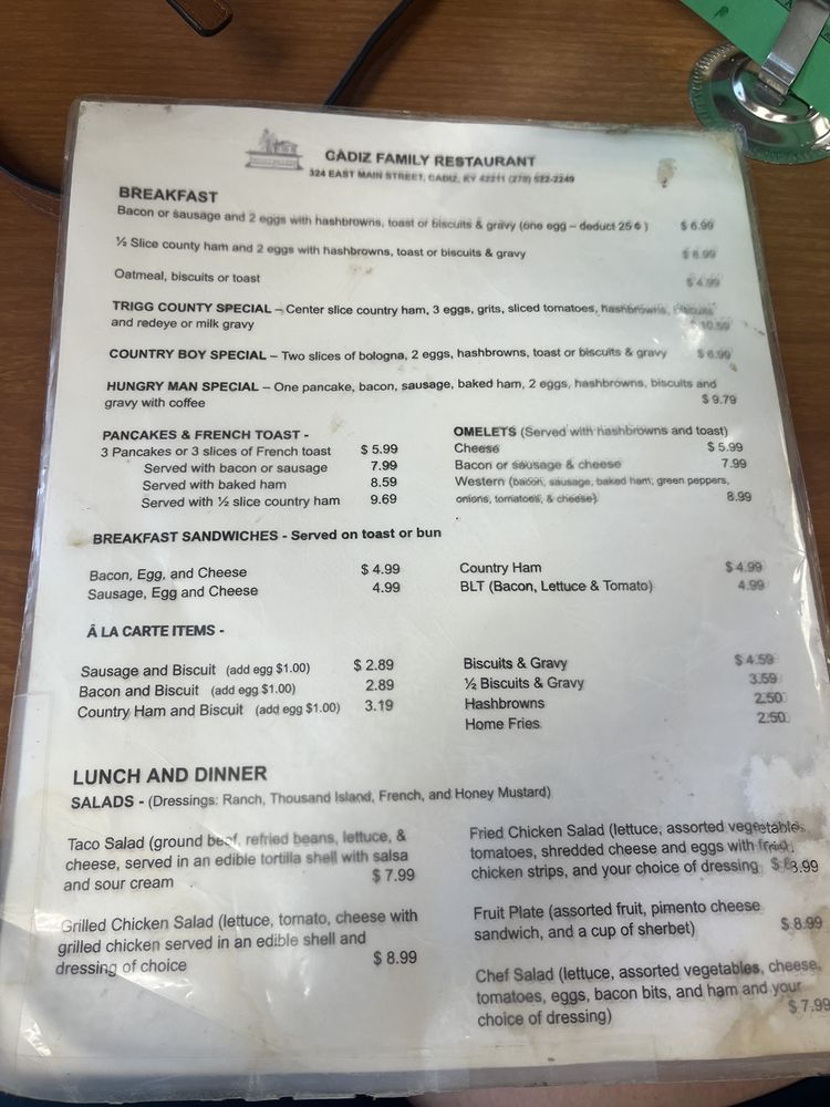 CADIZ FAMILY RESTAURANT Southern Restaurant 324 Main St, Cadiz