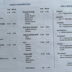 Monticello Pizza King - Menu (Back)