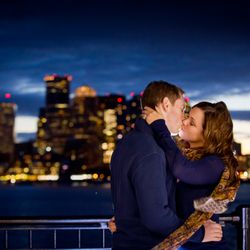 Carrie Draghi Photography - Engagement Session with Boston night skyline in the background