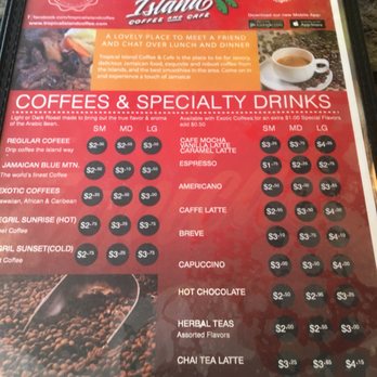 Tropical Island Coffee Cafe - Menu - Caribbean Near Me - Winchester, Virginia