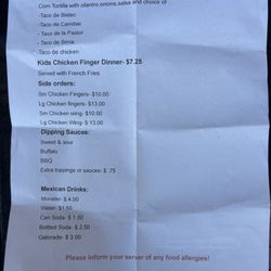 Mike's Tacos Express - Menu Back