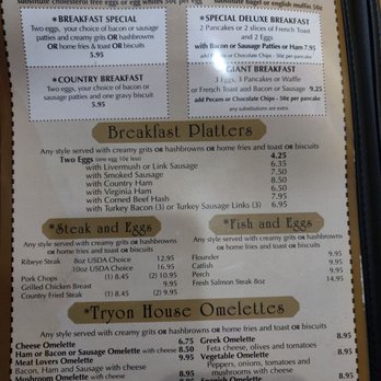 The Original Tryon House Restaurant - Menu - Breakfast & Brunch Near Me - Charlotte, North Carolina