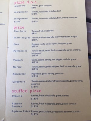 Menu photo 8 2 Amys Neapolitan Pizzeria Washington, DC, DC