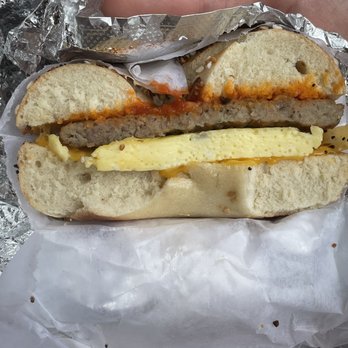 Hello Bagel - Sriracha sausage bagel - Sandwiches Near Me - Blacksburg, Virginia
