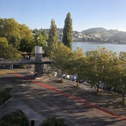 Radisson Blu Hotel Lucerne - A view of the street along Lake Lucerne from our hotel room
