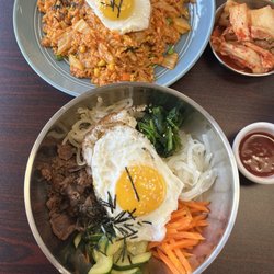 K-Food Grill - Bibimbop, kimchi fried rice, kimchi and chili sauce