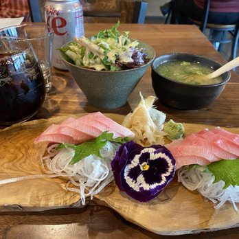 Sushi & More - Hamachi sashimi! Comes with soup and salad. Great keto option! - Japanese Near Me - Alameda, California Sushi & More - Hamachi sashimi! Comes with soup and salad. Great keto option! - Japanese Near Me - Alameda, California