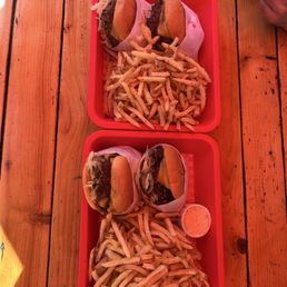 Double burger and fries Double burger and fries