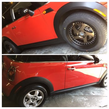 Reseda Tires - Before(bottom) after(top) A customer bought rims and tires online and brought them to our shop to do the installation. - Tires Near Me - Reseda, California