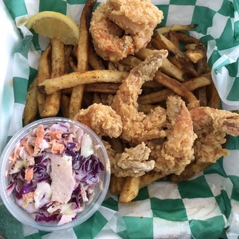Ten O Six - Shrimp basket with slaw, old bay & malt vinegar fries. - Seafood Near Me - Kill Devil Hills, North Carolina