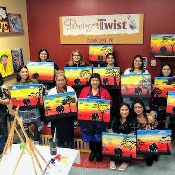 Painting with a Twist - Our group pic - Paint & Sip Near Me - Houston, Texas Painting with a Twist - Our group pic - Paint & Sip Near Me - Houston, Texas