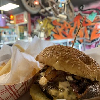 Brgr Stop - Copperpoint Beer Cheese Triple Burger - Burgers Near Me - Coconut Creek, Florida