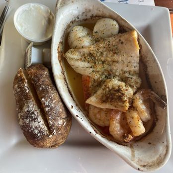 High Tide Restaurant & Bar - High Tide platter with baked potato - Seafood Near Me - Brewer, Maine High Tide Restaurant & Bar - High Tide platter with baked potato - Seafood Near Me - Brewer, Maine