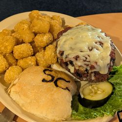 Samuelson's Creek Pub & Grill - Sicilian burger w/tots