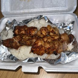 Chicken Kabab (2 orders) over a side of white rice Chicken Kabab (2 orders) over a side of white rice