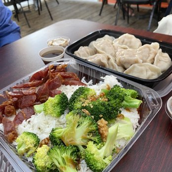 Dumpling House - Chinese sausage rice with broccoli and pork vegetable dumplings - Chinese Near Me - Davis, California