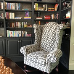 Mavrikis Upholstering & Furniture Designs - Classic tall wing chair with pewter nails