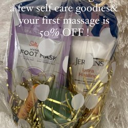 New Clients Are Gifted A Few Self Care Goodies &Your First Massage Is 50% Off!