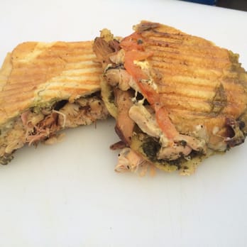 Teddy’s Backyard BBQ - Grilled panini w/ pesto, sliced tomatoes, shredded mozzarella cheese, grilled chicken breasts on a toasted French roll. Amazing! - Barbeque Near Me - Vacaville, California Teddy’s Backyard BBQ - Grilled panini w/ pesto, sliced tomatoes, shredded mozzarella cheese, grilled chicken breasts on a toasted French roll. Amazing! - Barbeque Near Me - Vacaville, California