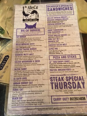 Menu photo 8 Alley Cat Lounge Indianapolis, IN