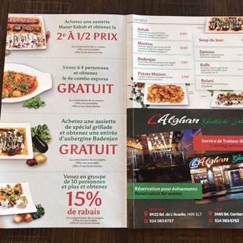 L'Afghan Grillade - menu and prices - Afghan Near Me - Laval, Quebec