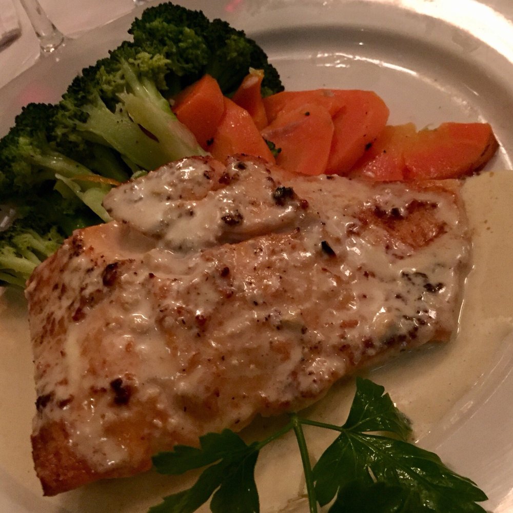 La Fiamma - Salmon with cognac sauce - Italian Near Me - Harrison, New Jersey La Fiamma - Salmon with cognac sauce - Italian Near Me - Harrison, New Jersey