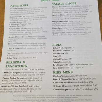 Cocina Madrigal - Menu - Tacos Near Me - Phoenix, Arizona