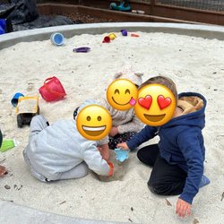 Butterflies Academy - GIANT sandbox in yard that's covered when not in use