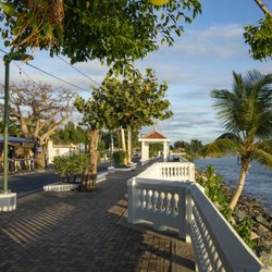 Lazy Guest House - The front of our waterfront property showing our Lazy Jacks bar on the Left