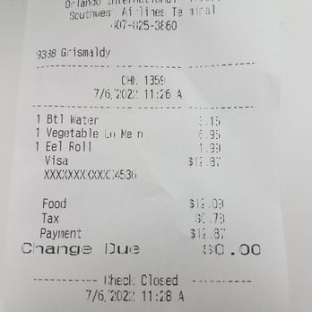 Asian Chao Oriental Eatery - the receipt for the restaurant - Chinese Near Me - Orlando, Florida Asian Chao Oriental Eatery - the receipt for the restaurant - Chinese Near Me - Orlando, Florida