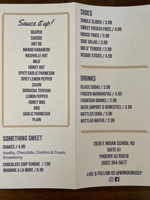 Menu photo 4 Wing Kings Phoenix, AZ