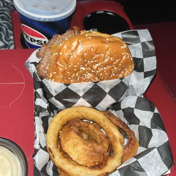 Marcus Chesterfield Cinema - Double cheese burger with onion rings - Cinema Near Me - Chesterfield, Missouri