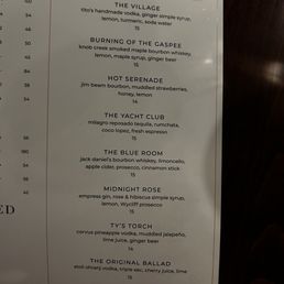 Drink menu Drink menu