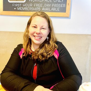 Northern Grounds - Cassie enjoying coffee and muffin - Wine Bars Near Me - Ely, Minnesota